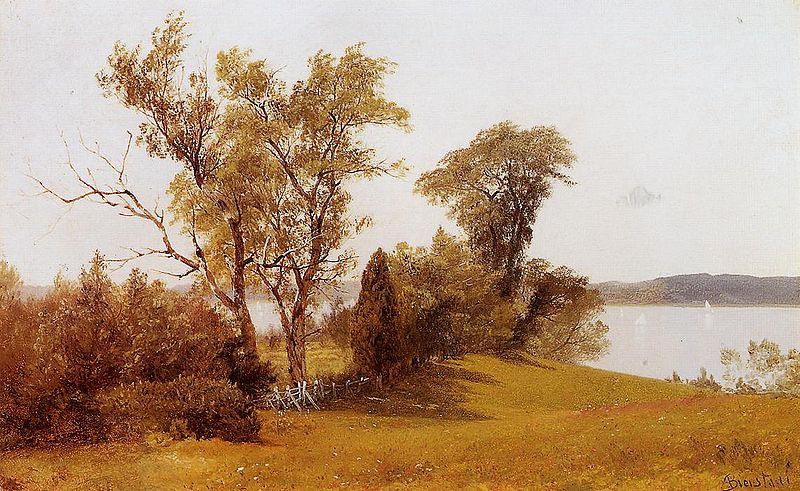 Albert Bierstadt Sailboats on the Hudson at Irvington